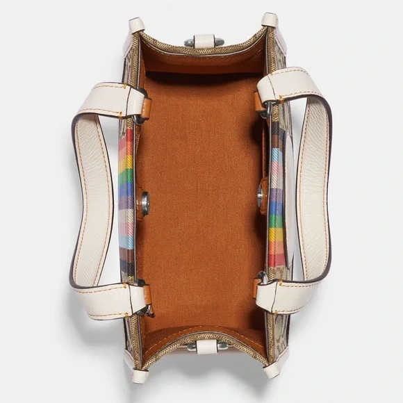 🌈COACH Dempsey Tote‎ 22 Signature Jacquard With Rainbow Stripe And Coach Patch - Picture 2 of 7